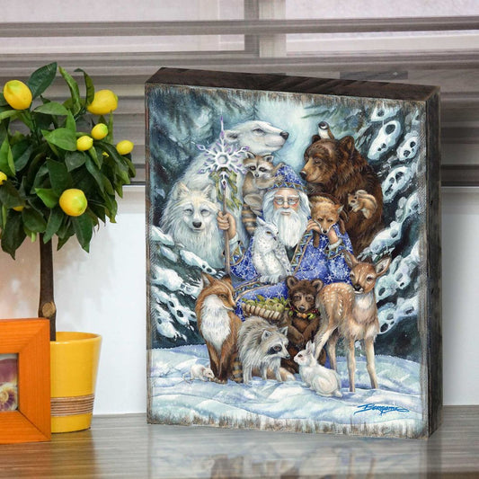 Gather in Peace Father Winter Animals Wooden Wall Art by J. Bergsma - Nature Wildlife Decor - 85922968B-JB