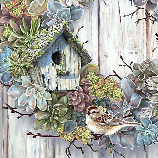 Succulent Wreath Wooden Wall Art by D. Gelsinger - Easter Spring Decor - 95610B04