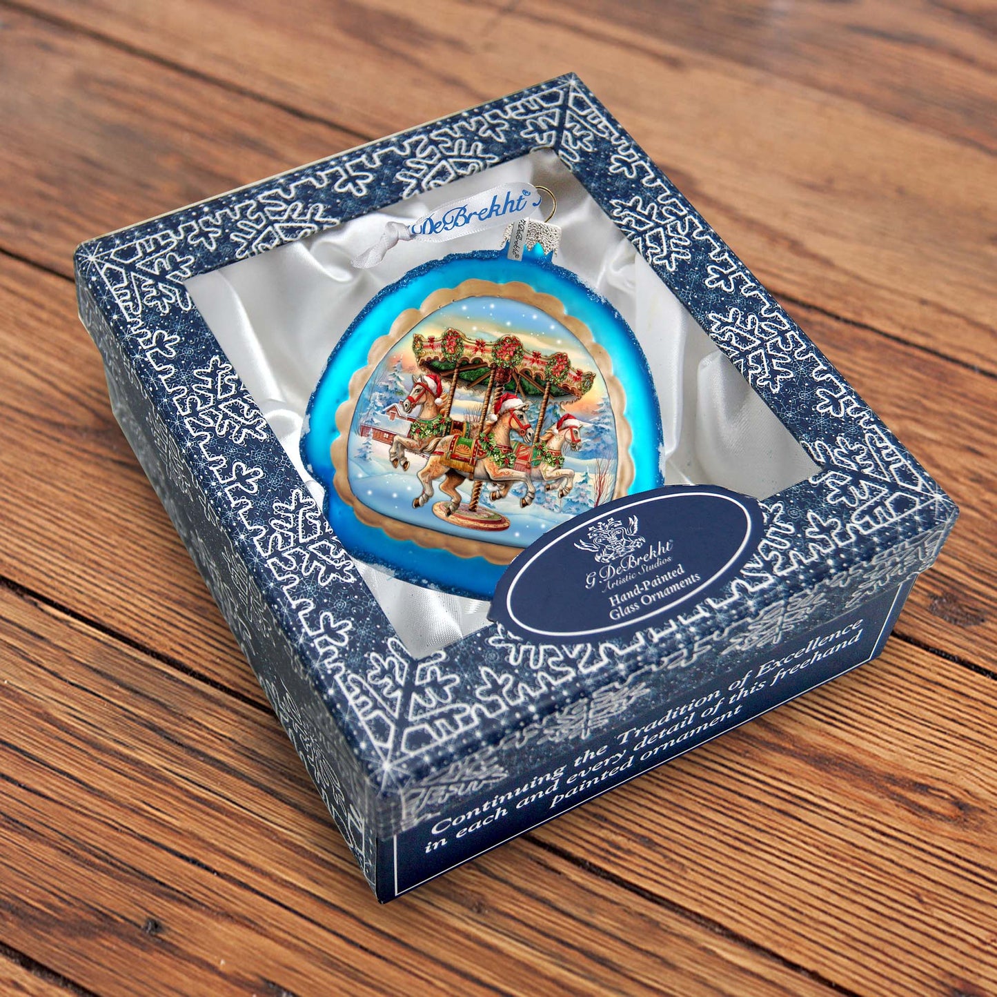 Christmas Carousel Rainbow Glass Ornament by G. Debrekht - Christmas Decor - 756-021