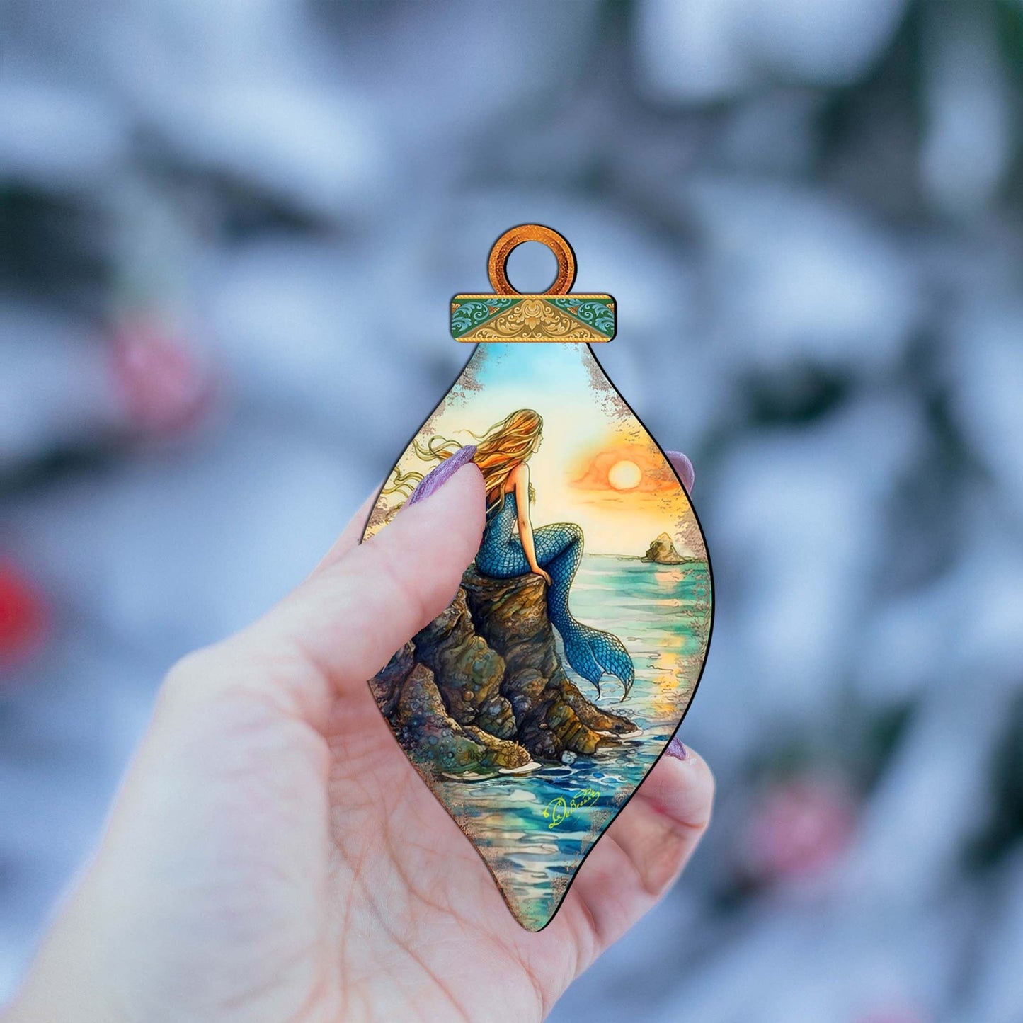 Mermaid Coastal Wooden Ornaments by G. DeBrekht Coastal Holiday Decor - 8688169