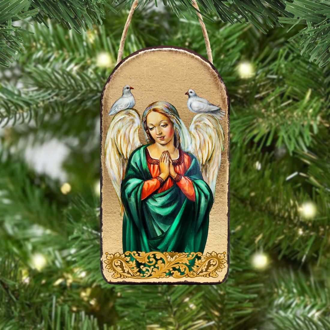 Angel with Dove Religious Christian Sacred Icon Ornament - Inspirational Icon Decor - 87026