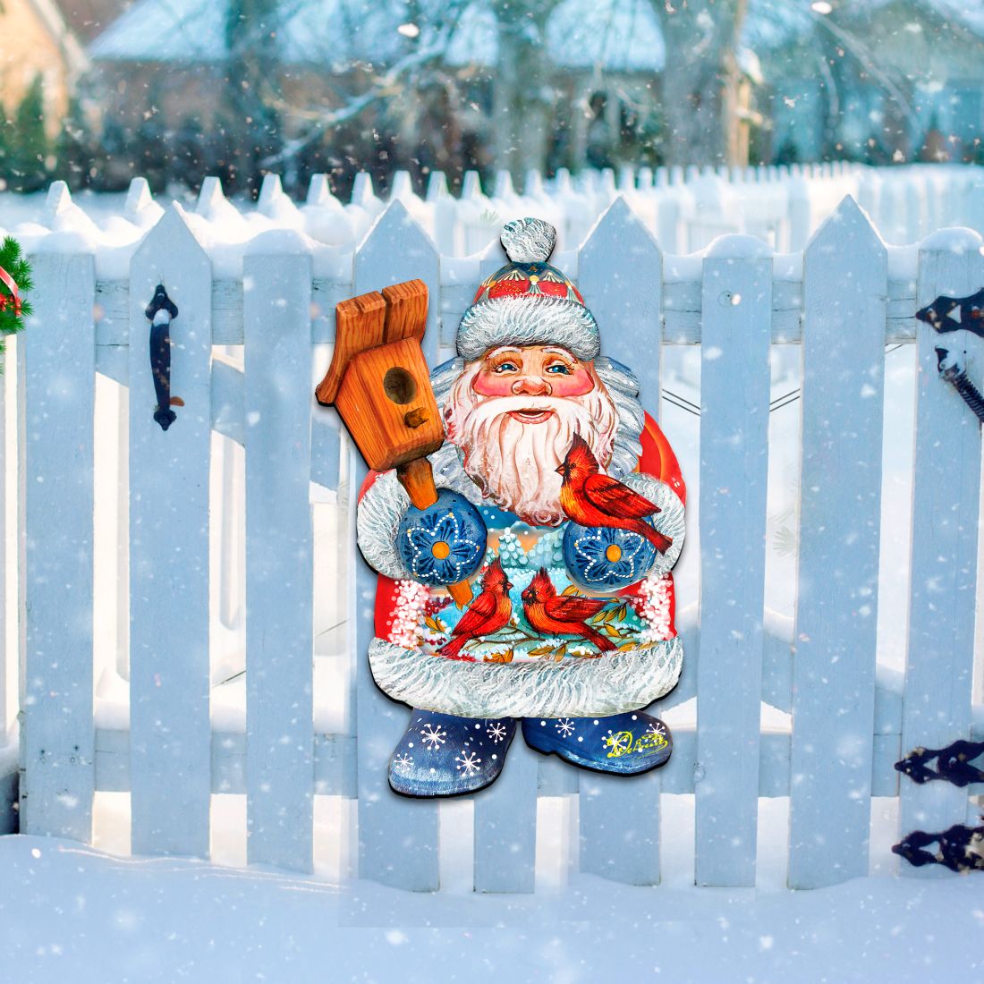 Holiday Bird Christmas Door Decor by G. DeBrekht - Christmas Santa Snowman Decor - 8118023H