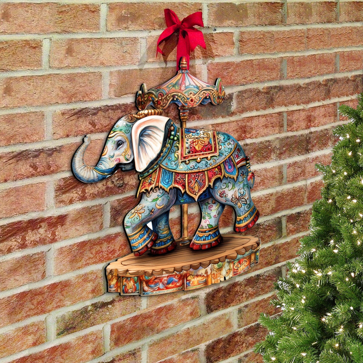 Carousel Elephant Holiday Door Decor  by G. Debrekht - Christmas Decor - 8611029-2H