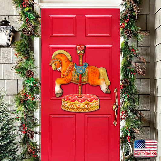 Carousel Horse Christmas Holiday Door Decor by G. DeBrekht - Carousel Holiday Decor - 8114041-1H