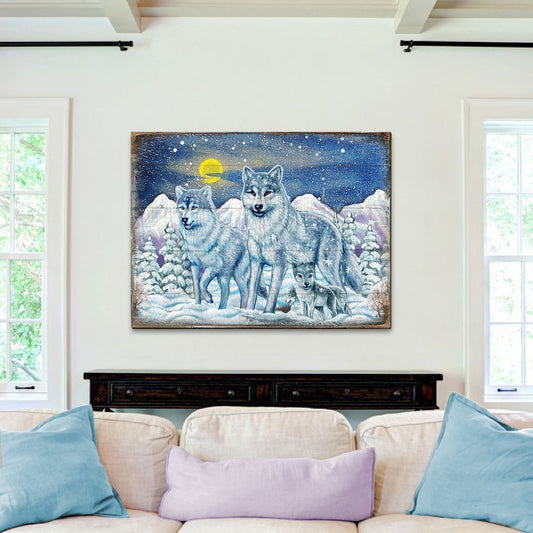 Rustic Wolves Art Wooden Wall Art by Nature Wonders - Nature Wildlife Decor  - 95211B