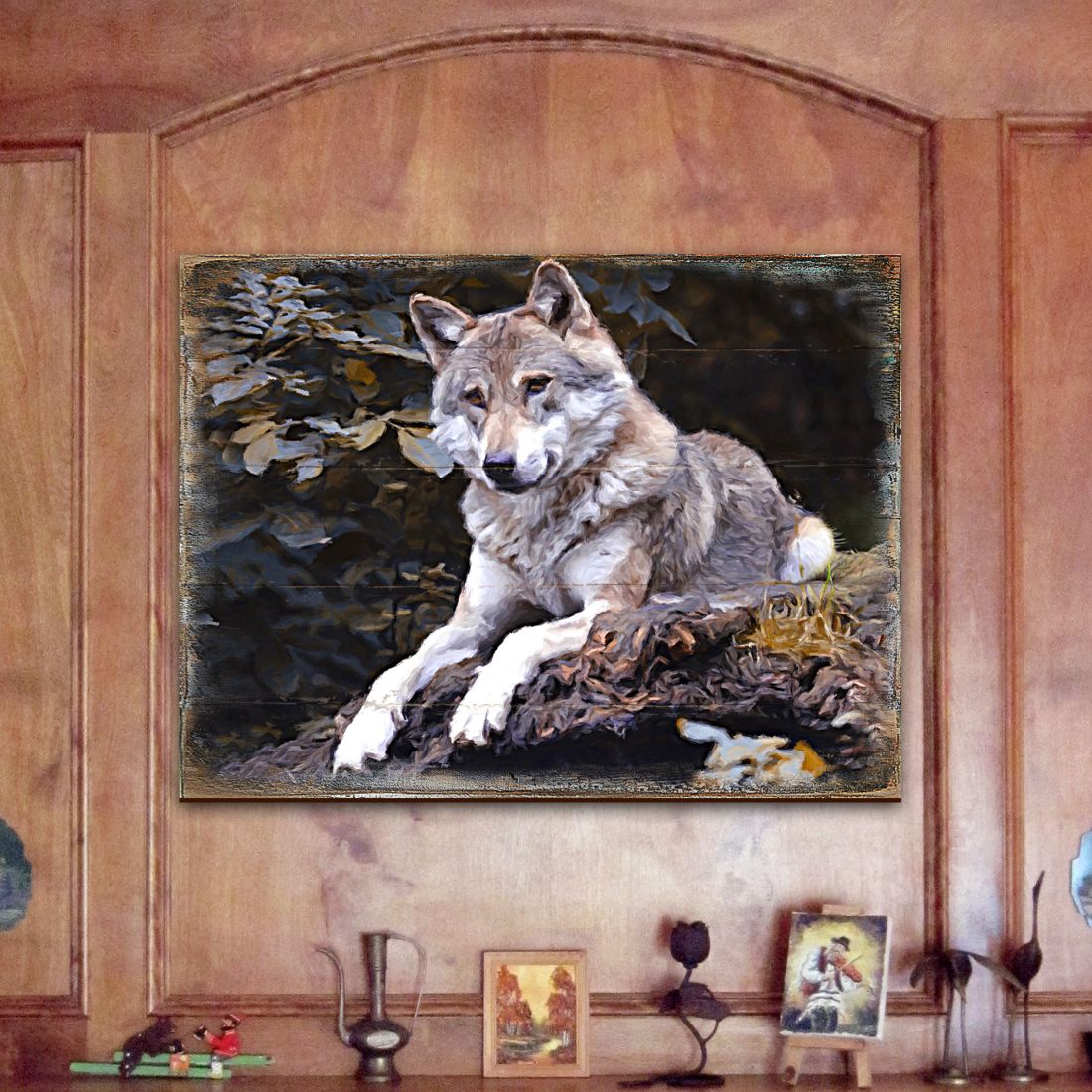 Wolf Art Wooden Wall Art by Nature Wonders - Nature Wildlife Decor  - 95287B