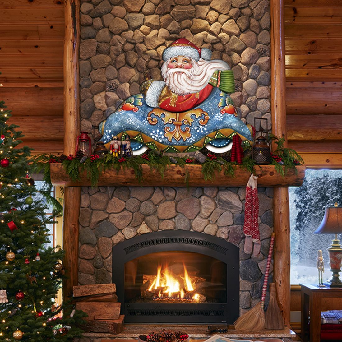 Santa In the Car Christmas Door Decor by G. DeBrekht - Christmas Santa Snowman Decor - 8112045H