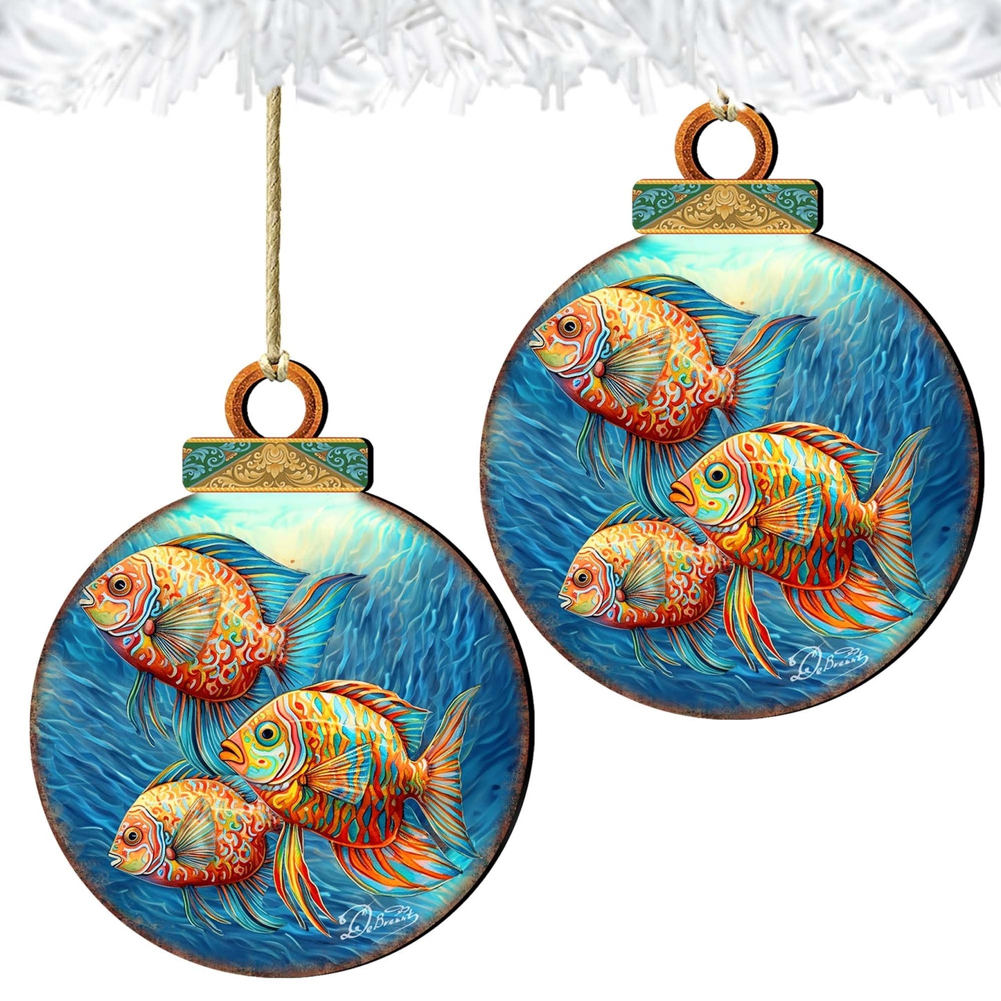 Beach Themed Ornaments - Rainbow Fish Wooden Ornaments by G.Debrekht Coastal Holiday Decor - 8688178