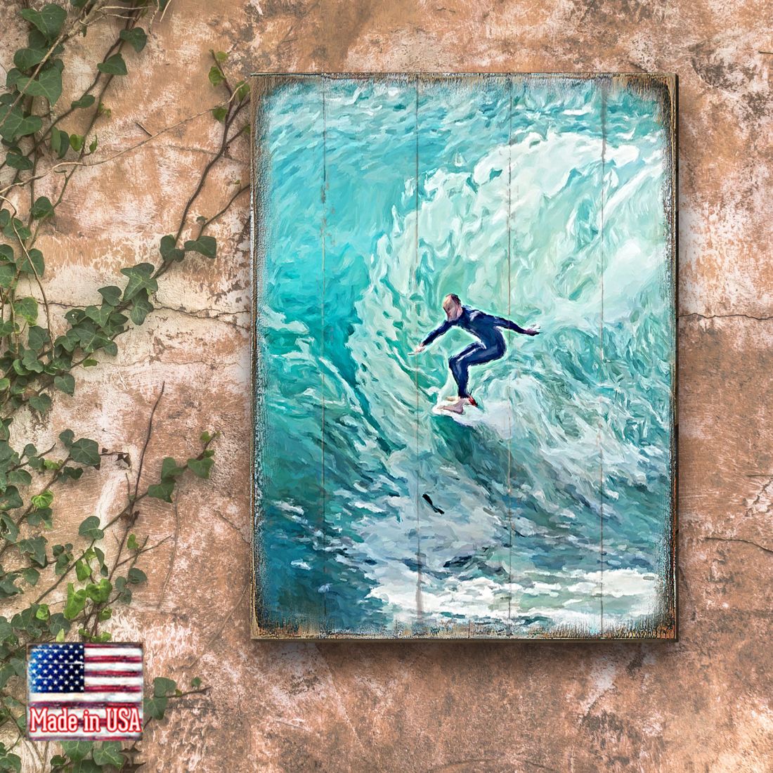 Sophronia Surfer Wooden Coastal Wall Art by Nature Wonders - Coastal Sea-Life Decor - 95227B