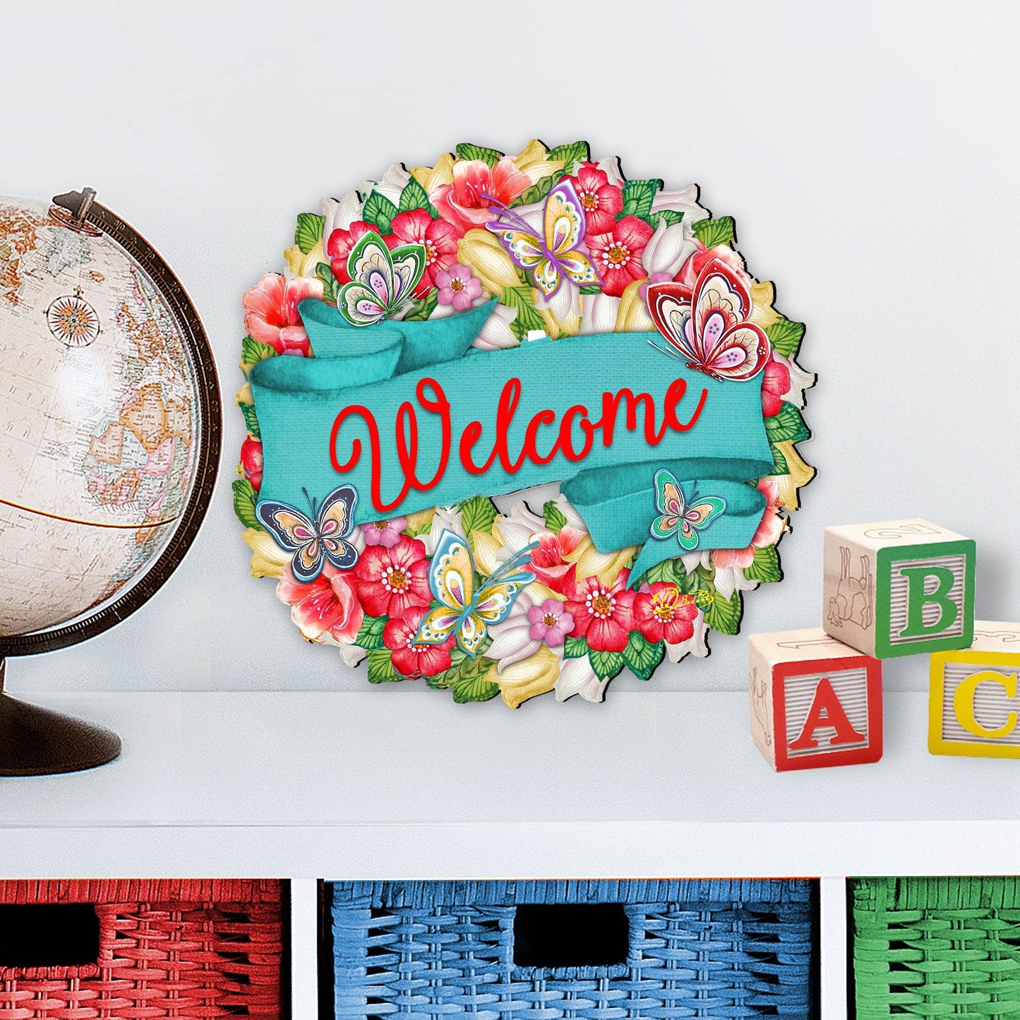 Welcome Flowers Summer Holiday Door Wreath by G. DeBrekht - Easter Spring Decor - 8185303-3H