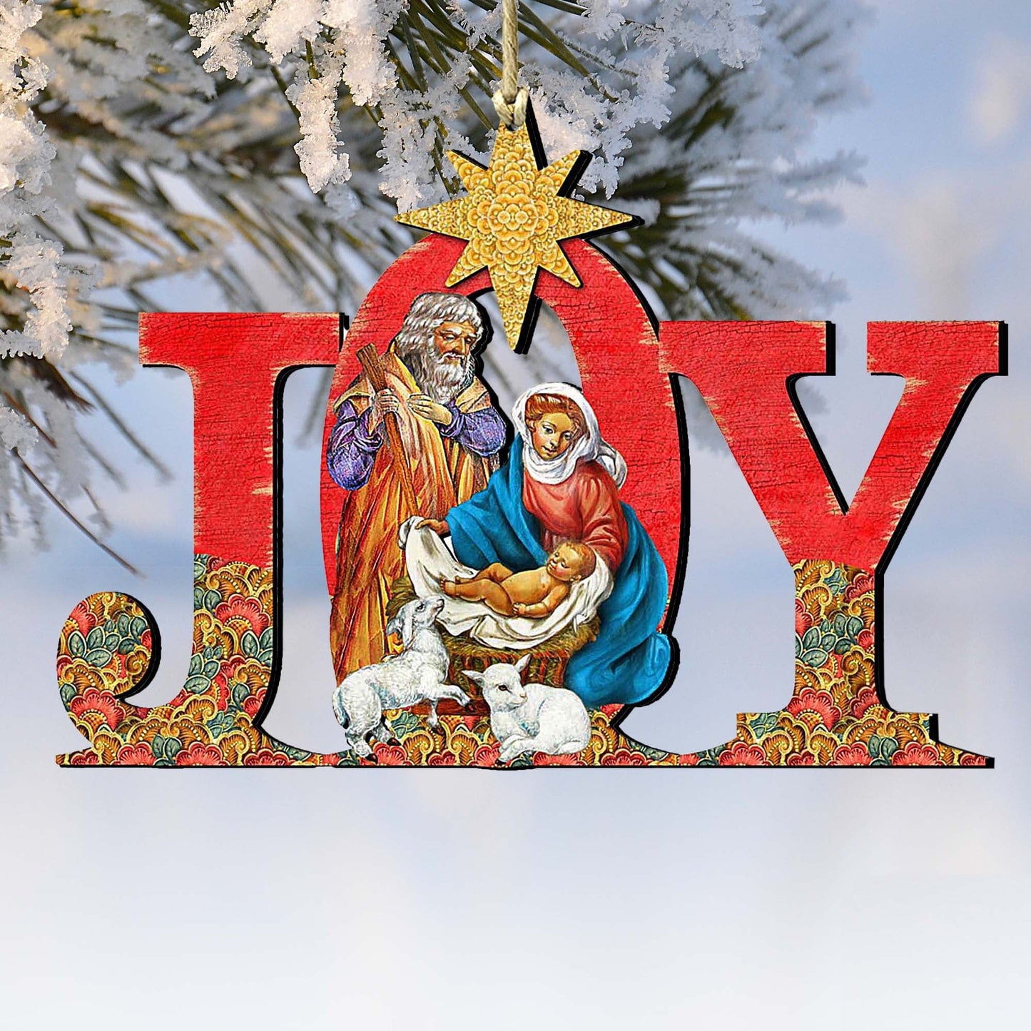 Regal Joy Nativity Wooden Ornaments by G. DeBrekht - Nativity Holiday Decor - 8121456