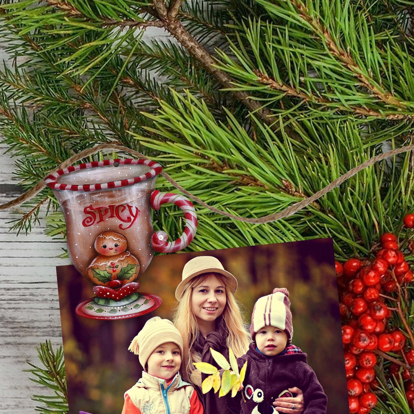 Sweet and Spicy Season Decorative Wooden Clip-on Ornaments Set of 6 by Jamie Mills-Price - Christmas Decor - 8090053C-MP-S6