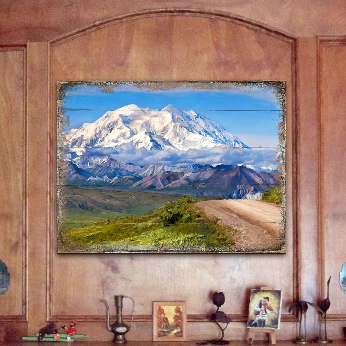 Mountain View Art Wooden Wall Art by Nature Wonders - Nature Wildlife Decor  - 95242B