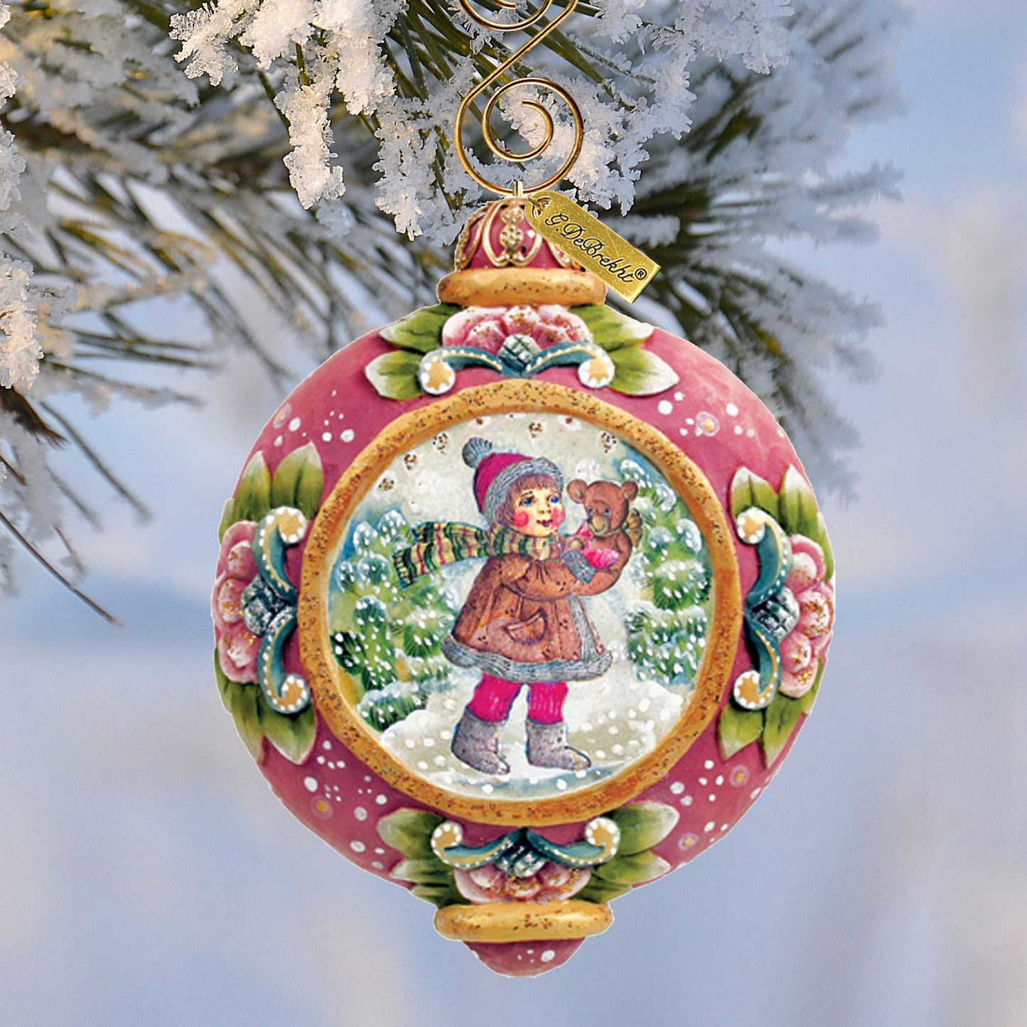 Girl Teddy Bear Sculpted Hand-Painted Christmas Ornament by G.DeBrekht - 6102423
