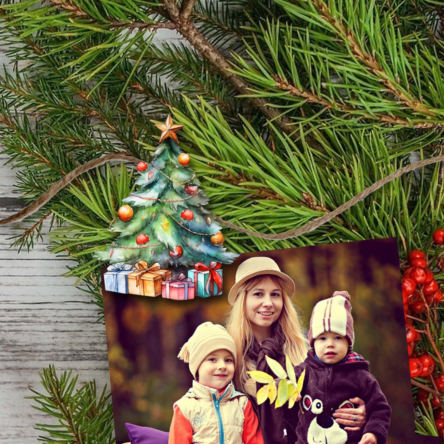 Christmas Tree Decorative Wooden Clip-on Ornaments Set of 6 by G. Debrekht - Christmas Decor - 8090044C-S6