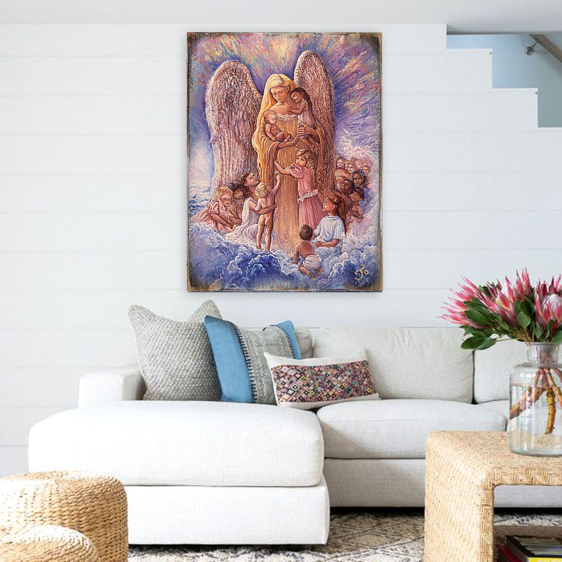 Blessing Mother Angel Fantasy Wooden Wall Art by Josephine Wall - Fantasy Decor - 852154-JW