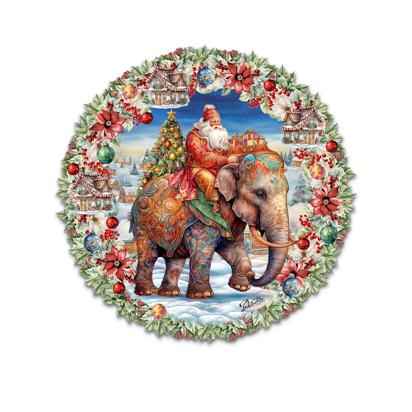Santa on Elephant Holiday Door Decor  by G. Debrekht - Christmas Decor - 8611043H
