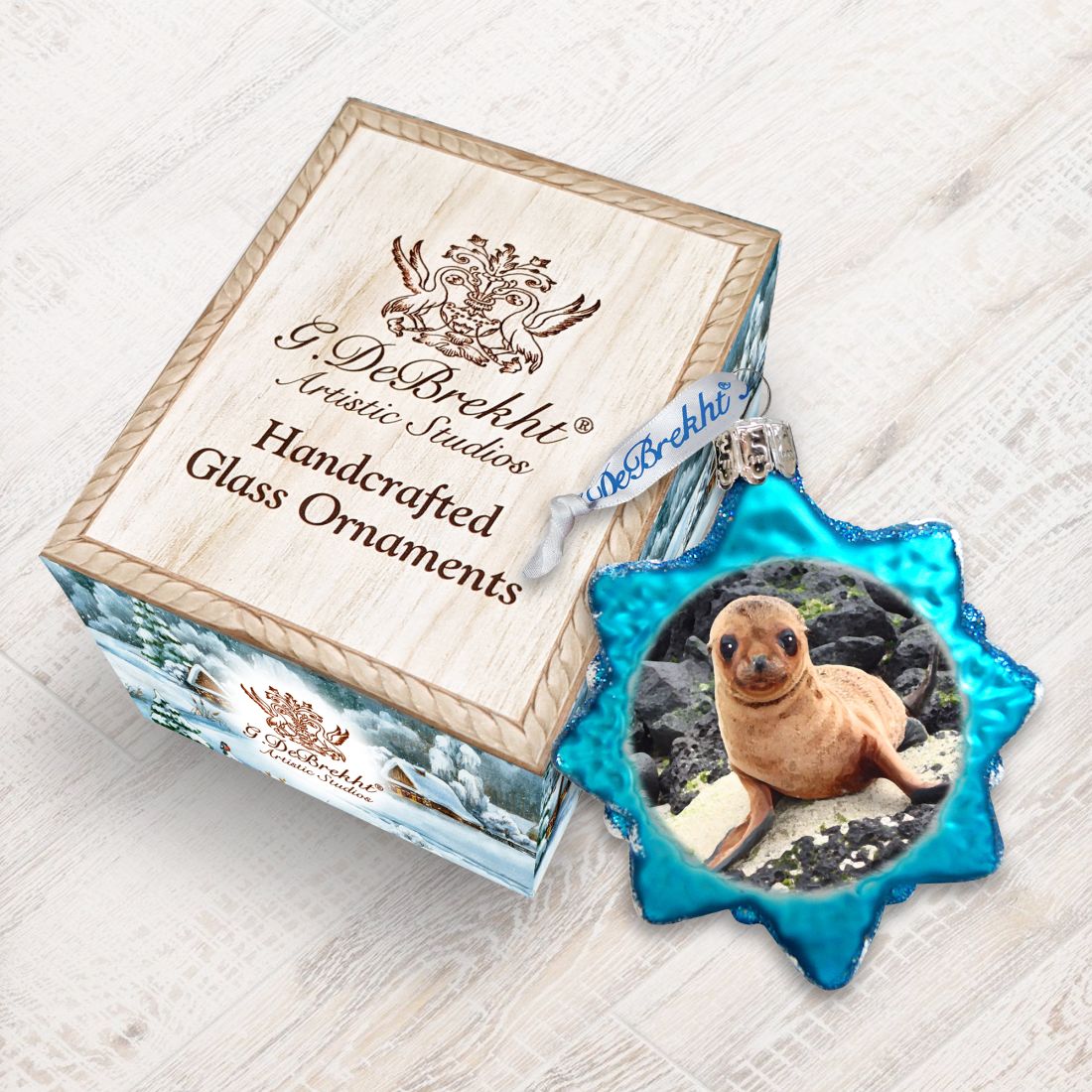 Baby Seal Mercury Glass Ornament by G. DeBrekht - Coastal Holiday Decor - 775488