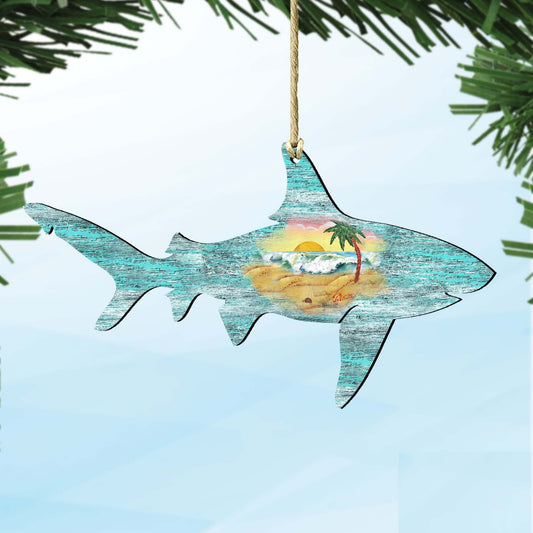 Shark Wooden Ornaments by G. DeBrekht - Coastal Holiday Decor - 8198515