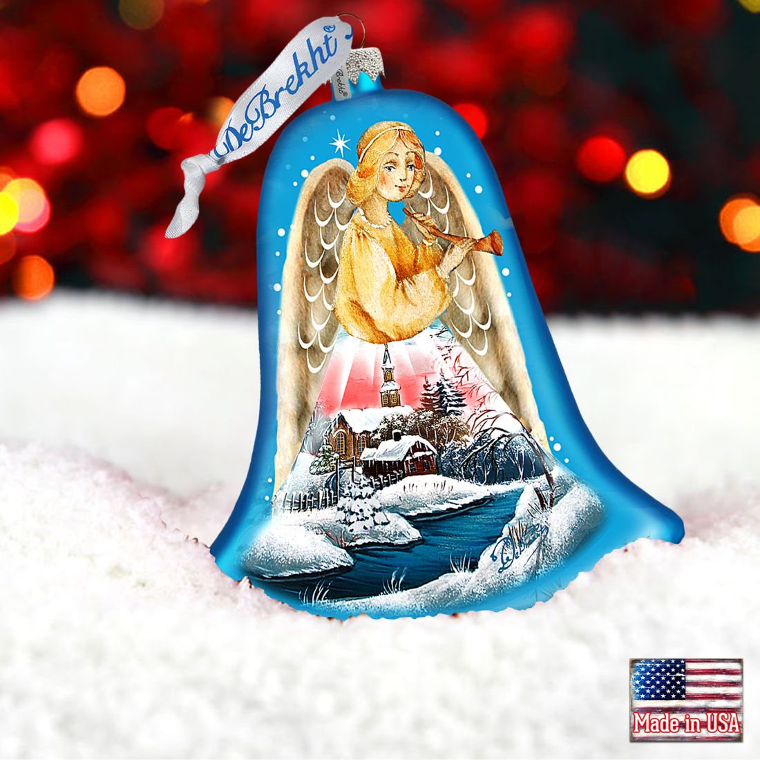 Angel Bell Glass Ornament by G. DeBrekht - Nativity Holiday Decor - 73162