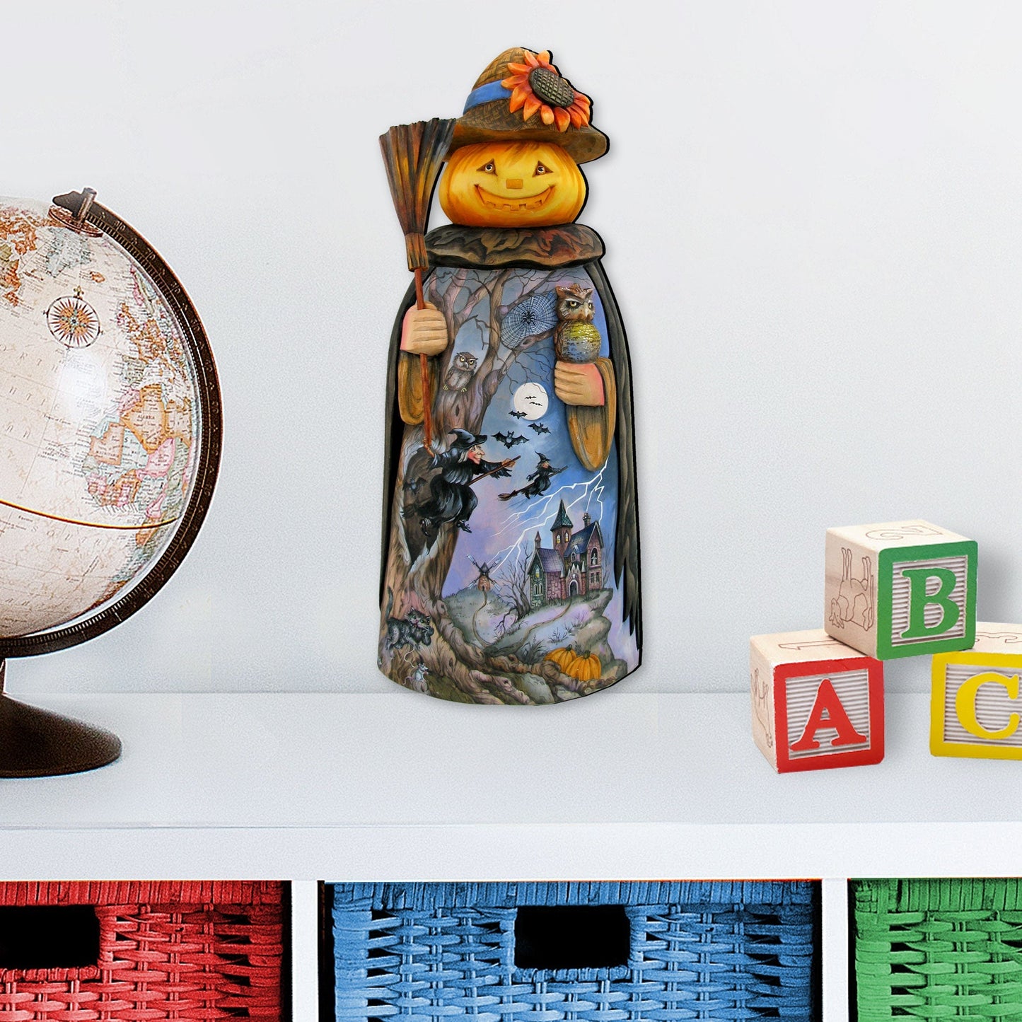 Scarecrow Pumpkin Head Halloween Door Decor by G. DeBrekht - Thanksgiving Halloween Decor - 8114180H