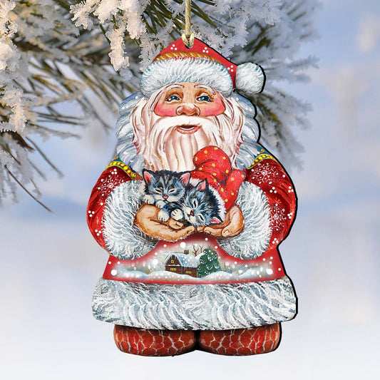 Santa with Matreshka Wooden Ornaments by G. DeBrekht - Christmas Santa Snowman Decor - 8117809