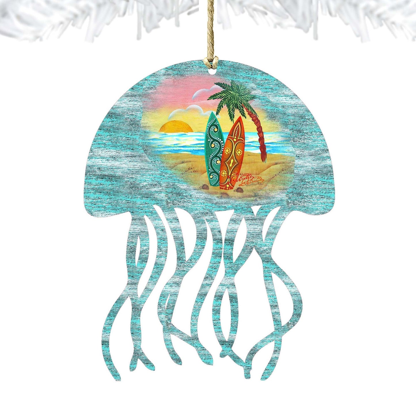 Jellyfish Wooden Ornaments by G. DeBrekht - Coastal Holiday Decor - 8198513