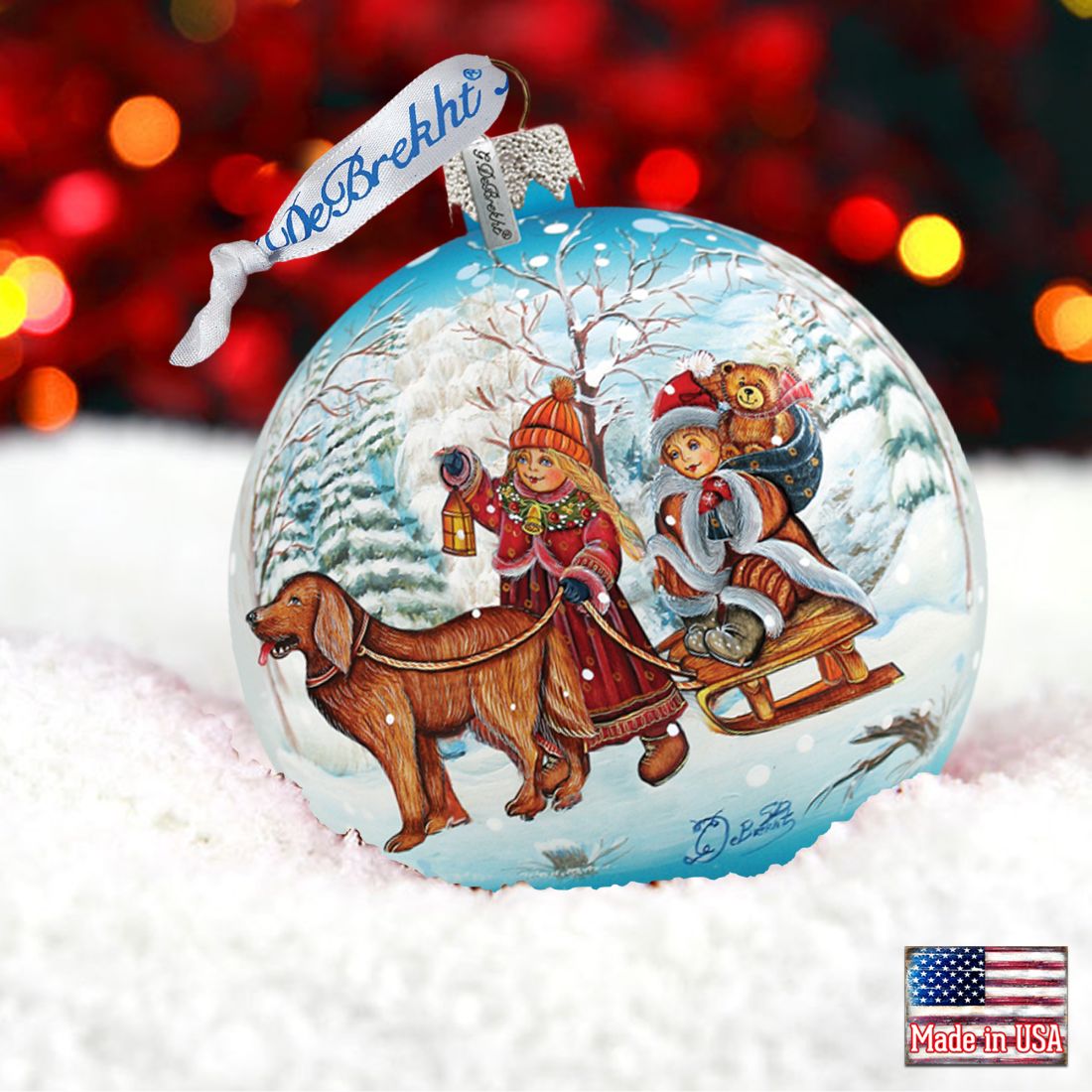 Winter Kids Ball Glass Ornament by G. DeBrekht - Christmas Decor - 73113