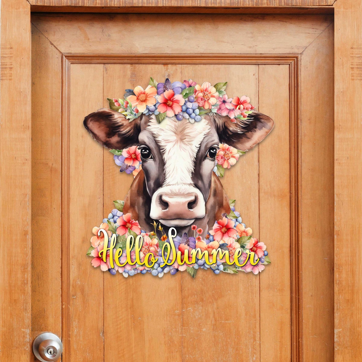 Front door welcome sign Hello Summer Front porch Summer wreath Main entrance banner Flowers Welcome sign - Wooden front porch decor - 933111H