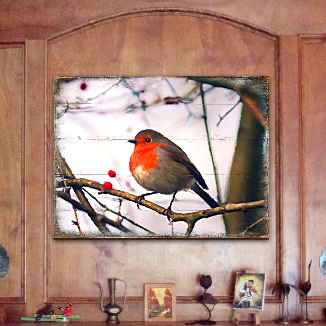 Amena Bird Wooden Coastal Wall Art by Nature Wonders - Coastal Sea-Life Decor - 95286B