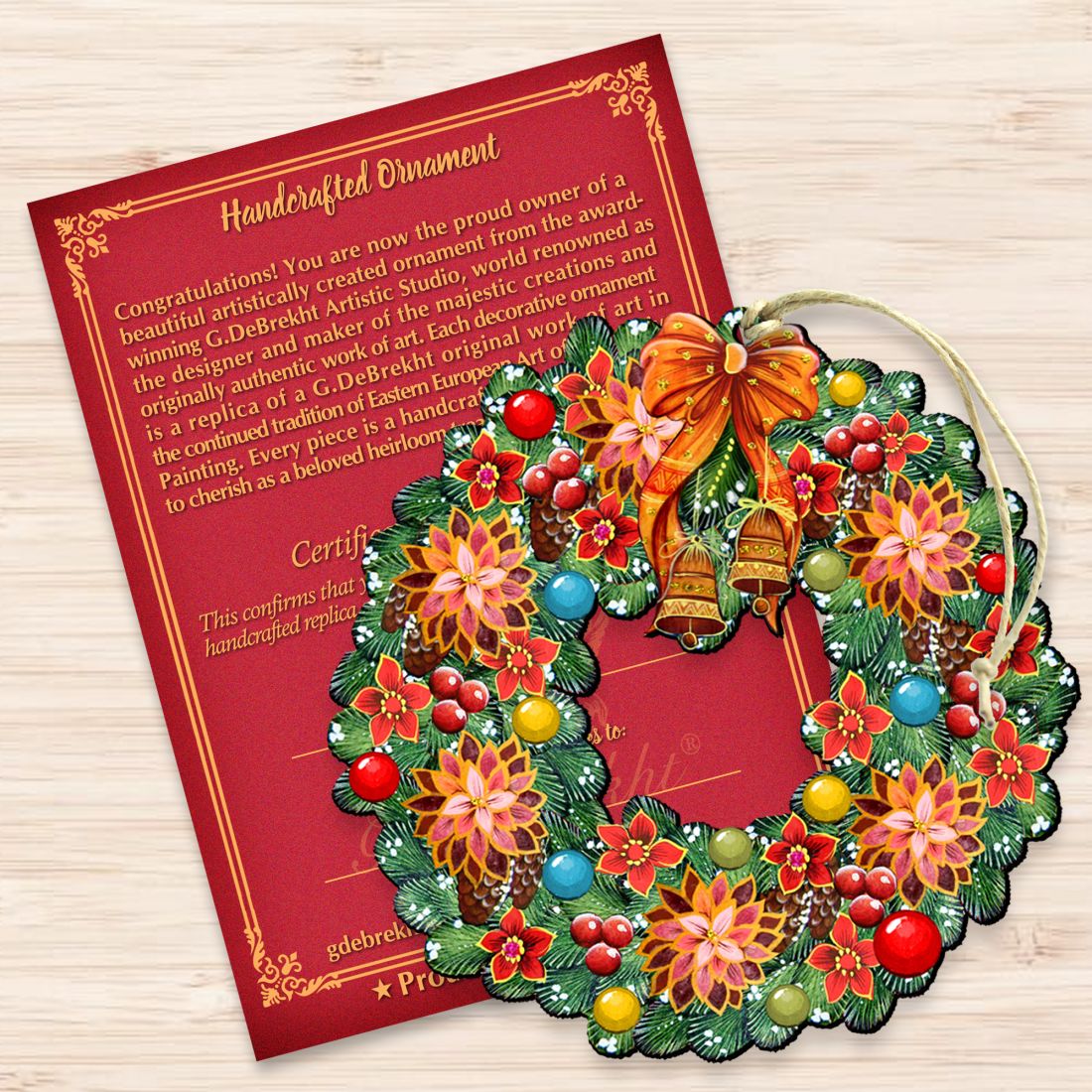 Christmas Wreath Wooden Ornaments by G. DeBrekht - Christmas Decor - 8185307