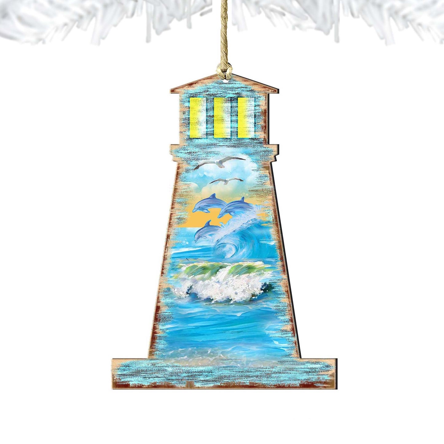 Lighthouse Wooden Ornaments by G. DeBrekht - Coastal Holiday Decor - 8198526-3