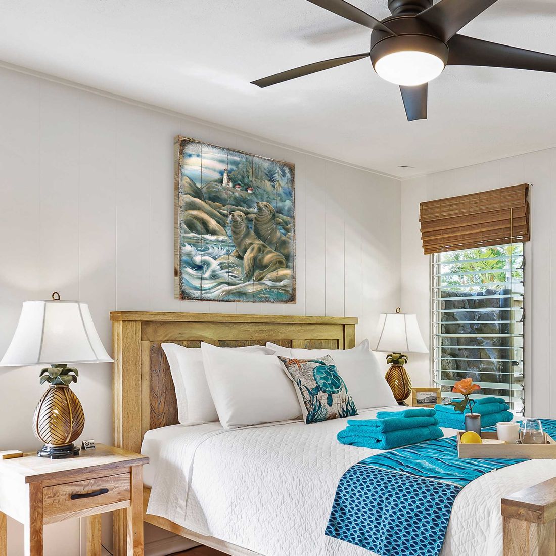 Lions of the Sea Lighthouse Caves Wooden Wall Art by J. Bergsma - Nature Wildlife Decor  - 8592883BP-JB