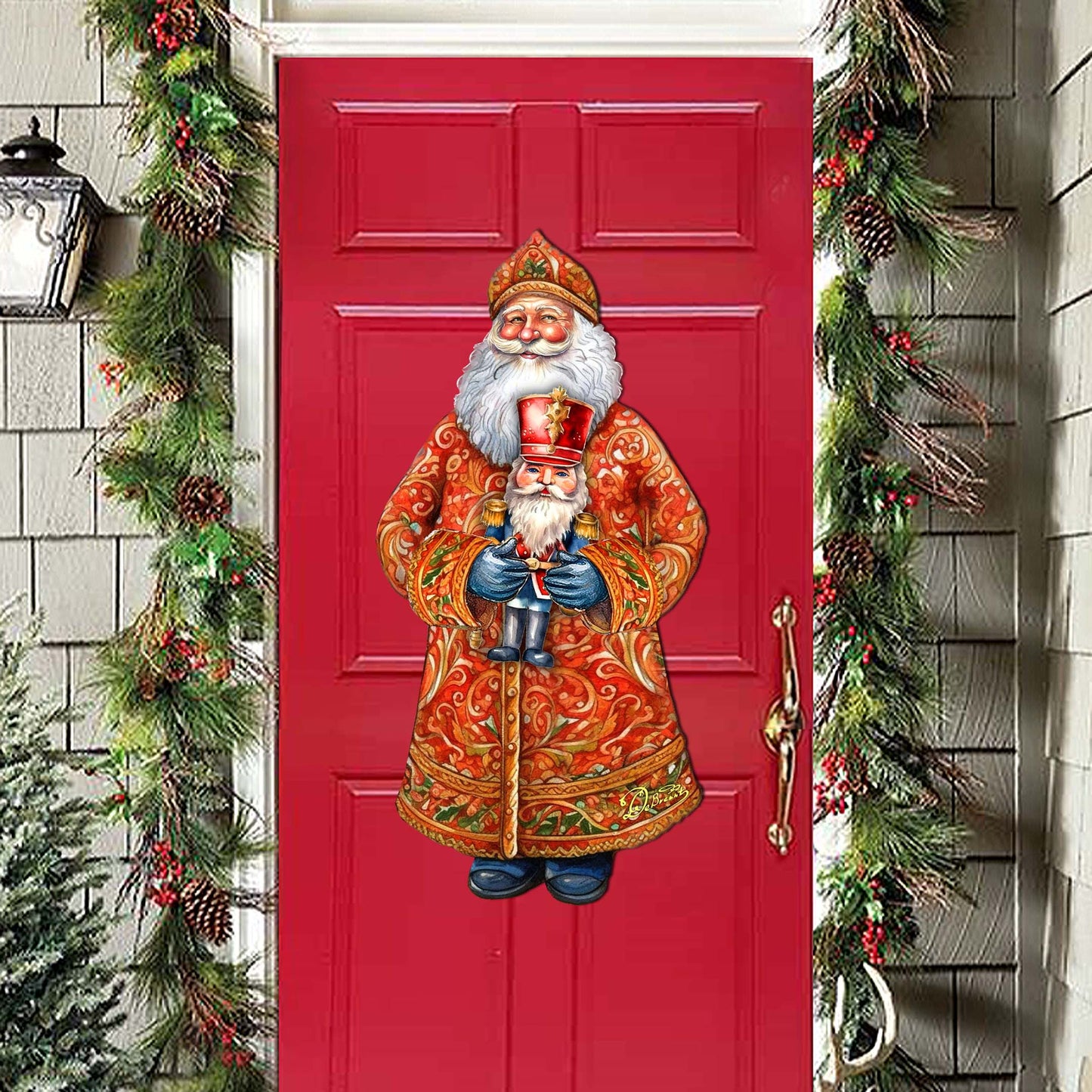 Santa's Holiday Nutcracker Holiday Door Decor by G. Debrekht - Christmas Santa Snowman Decor - 8691401H