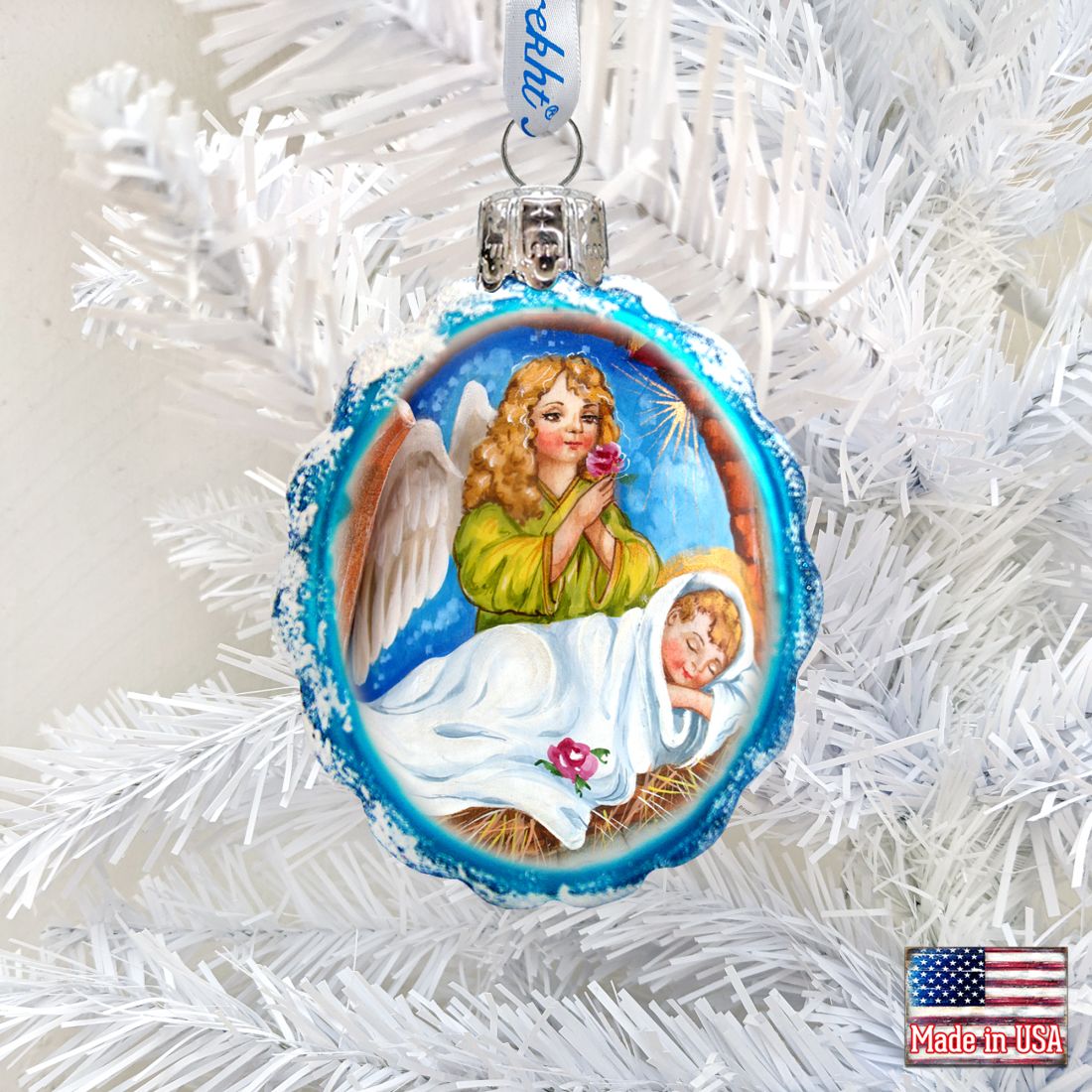 Watching Over You Angel Mercury Glass Ornament by G. DeBrekht - Nativity Holiday Decor - 773028