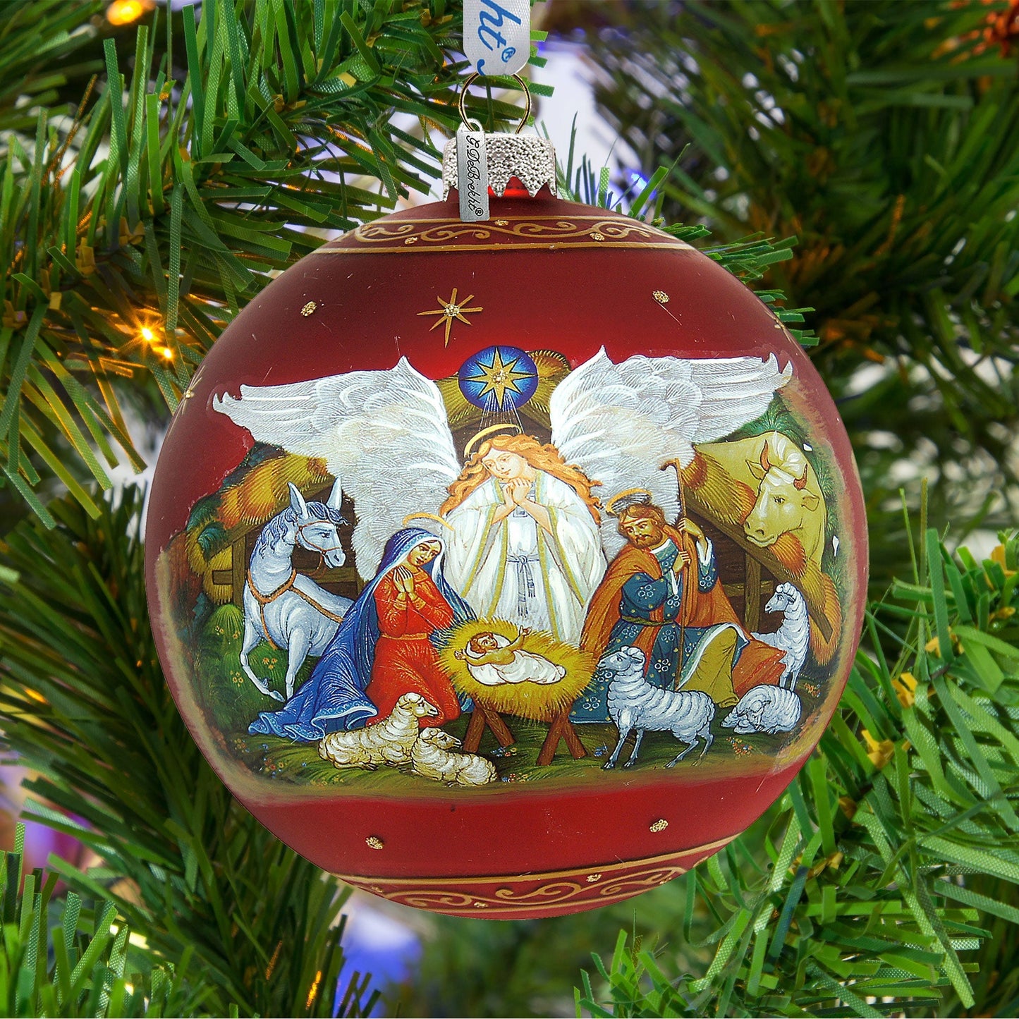 Limited Edition, Oversized Guarding Light Iconic Nativity Ball Glass Ornament, Christmas Decor - 73860 by G. DeBrekht