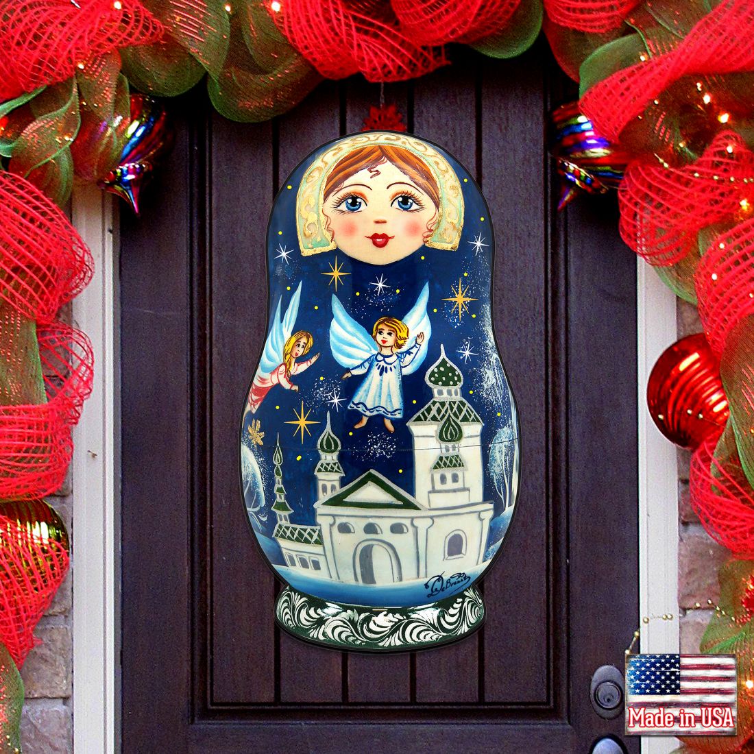 Flying Angels Nesting Doll Door Decor by G. DeBrekht - Christmas Decor - 8115941H