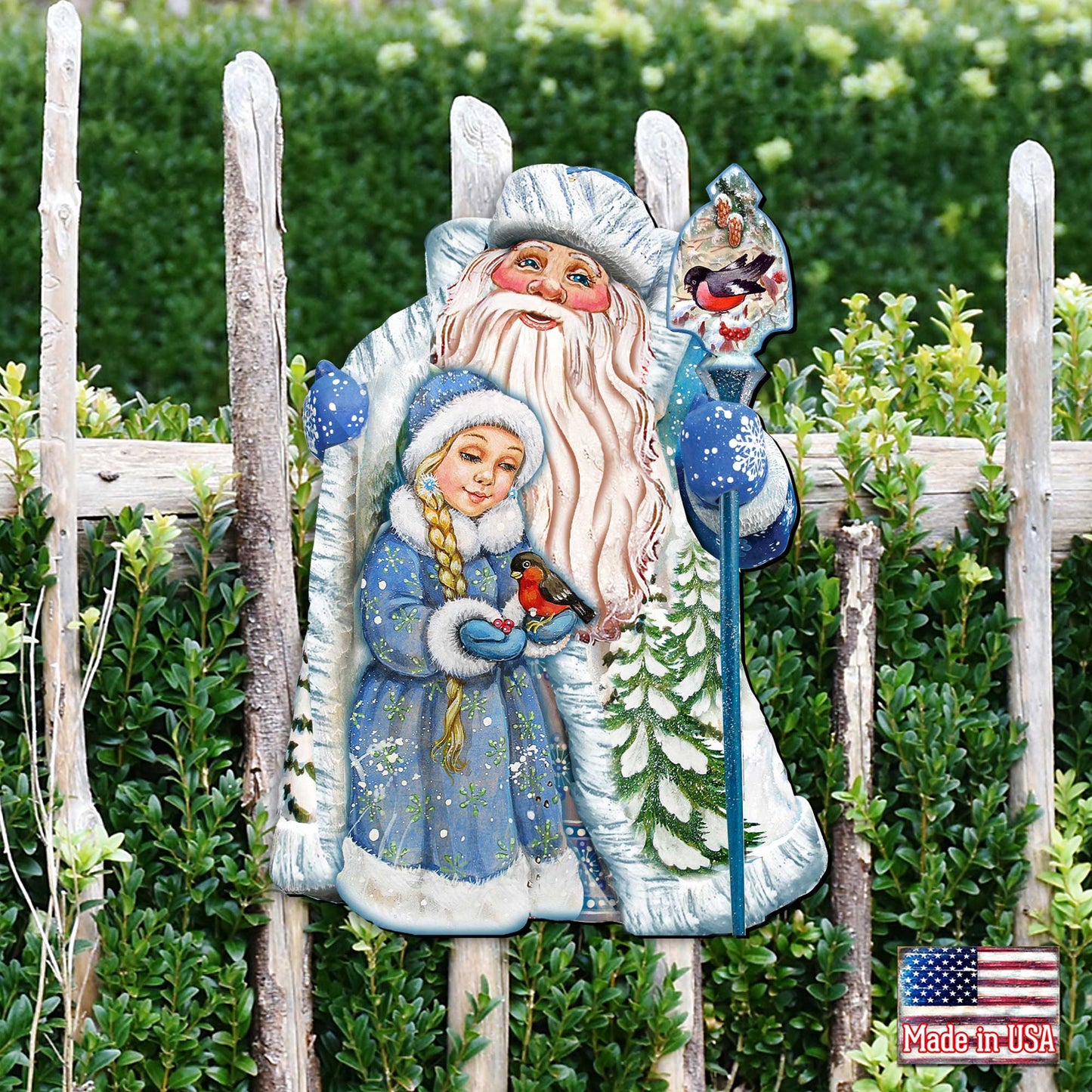 Santa With the Girl Christmas Door Decor by G. DeBrekht - Christmas Santa Snowman Decor - 8111410H