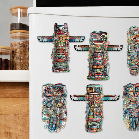 Spirit of the Totem Decorative Wooden Magnets Set of 6 by G. Debrekht - Wildlife Décor - 8090117G-S6
