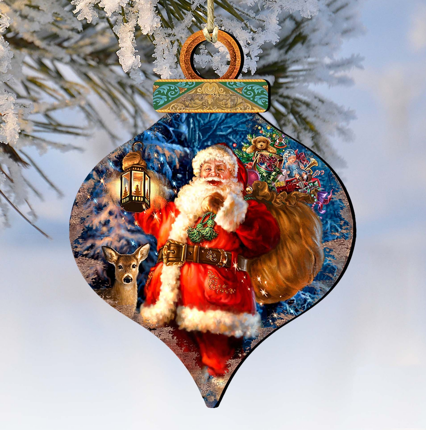 Woodland Santa Wooden Ornaments by Gelsinger - Christmas Santa Snowman Decor - 8031051-1105