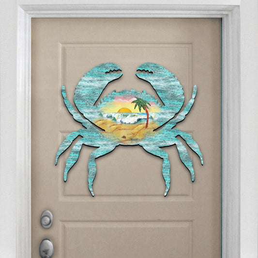 Crab Coastal Waves Door Decor by G. DeBrekht - Coastal Holiday Decor - 8198511H