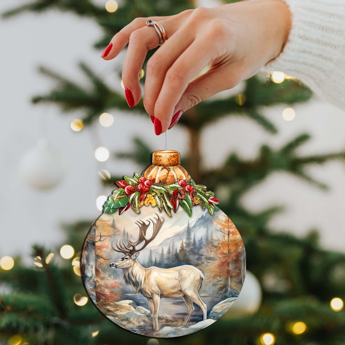 Alaskan Majestic Elk Wooden Ornaments by G.Debrekht - Wildlife Holiday Decor - 870028