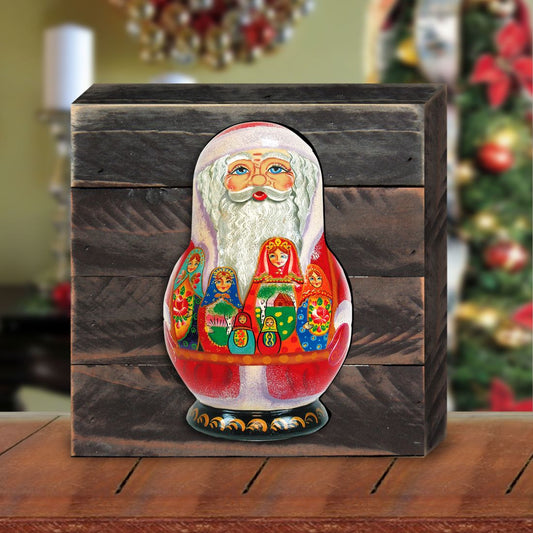 Santa Nesting Doll Wooden Decor by G. DeBrekht - Christmas Decor - 8110716B