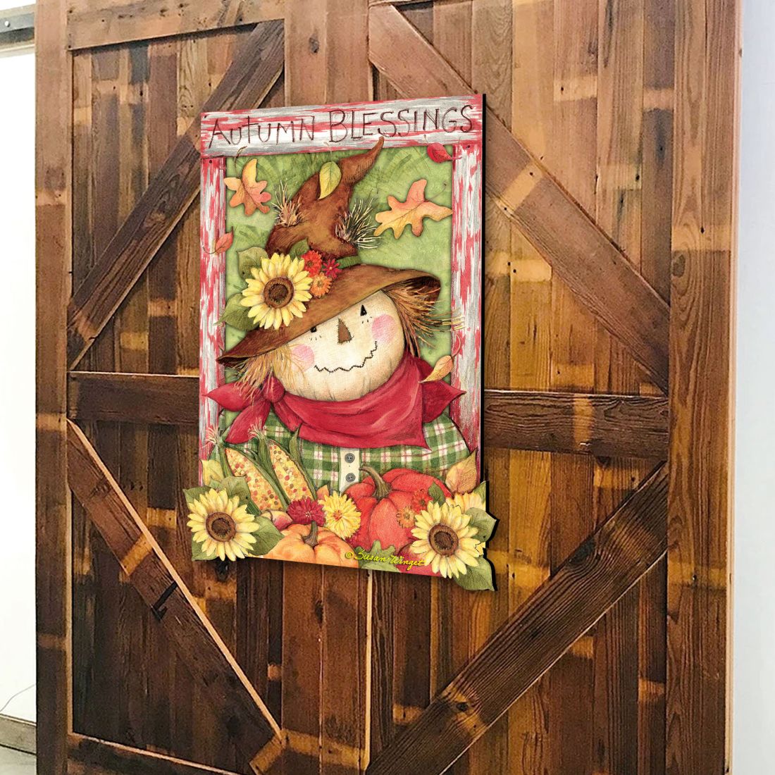 Scarecrow Halloween Door Decor by Susan Winget - Thanksgiving and Halloween Decor - 8471204H-SW