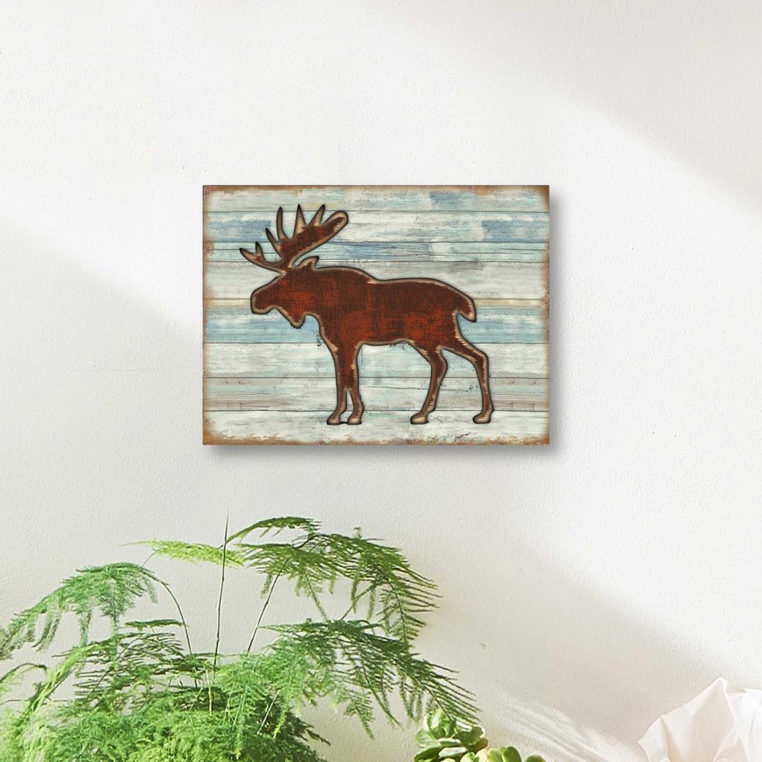 Rustic Moose Wooden Wall Art by G. DeBrekht - Wildlife Holiday Decor - 8198222B