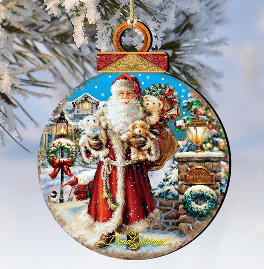 Silent Night Santa Wooden Ornaments by Gelsinger - Christmas Santa Snowman Decor - 8021116-1315