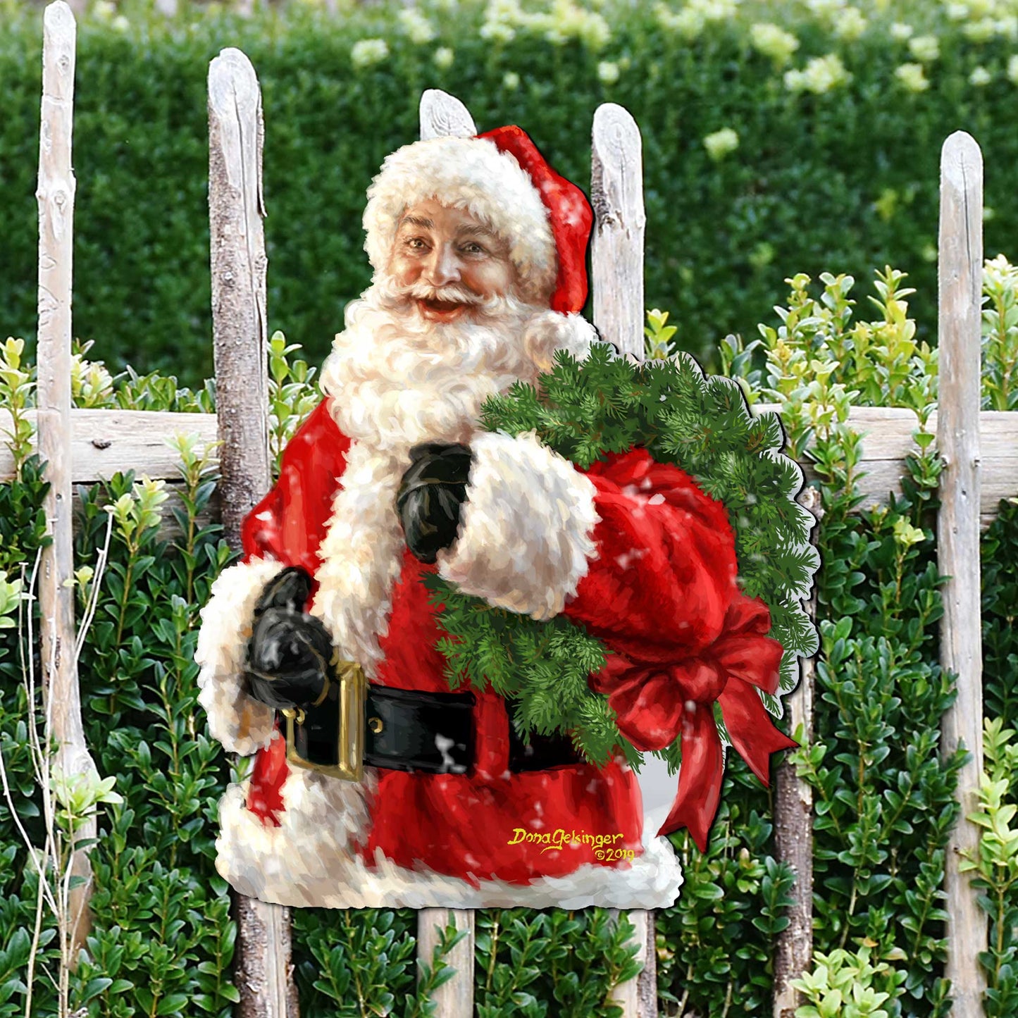 Santa Holiday Door Wreath by D. Gelsinger - Christmas Santa Snowman Decor - 8461015H-1513