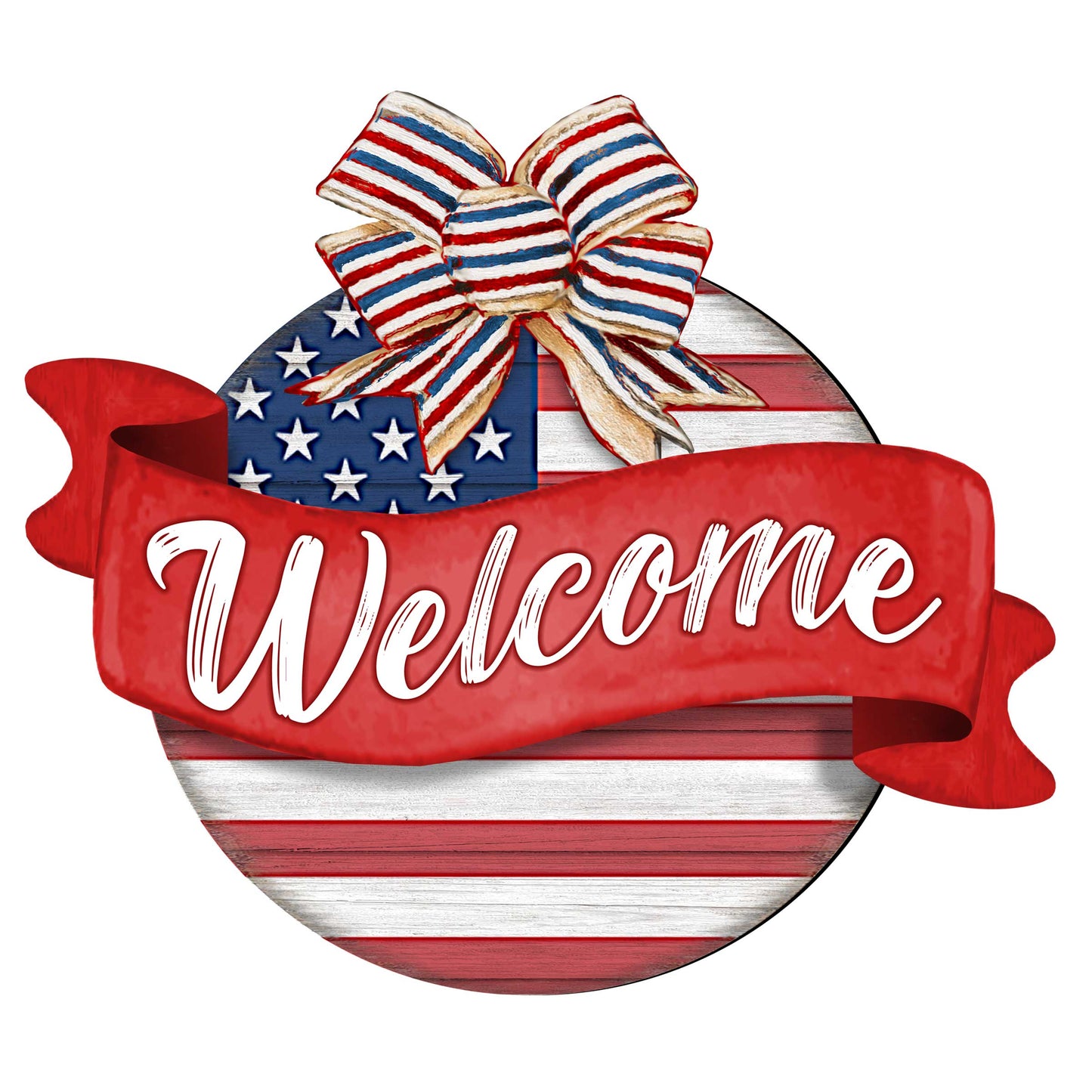 Front door welcome sign American flag porch wreath Main entrance banner Welcome sign - Wooden front porch decor - 933103H