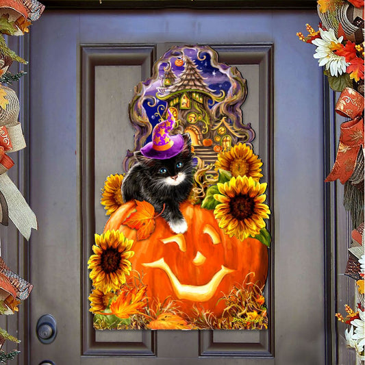 Halloween Kitten Door Decor by D. Gelsinger - Thanksgiving Halloween Decor - 8461066H-DG