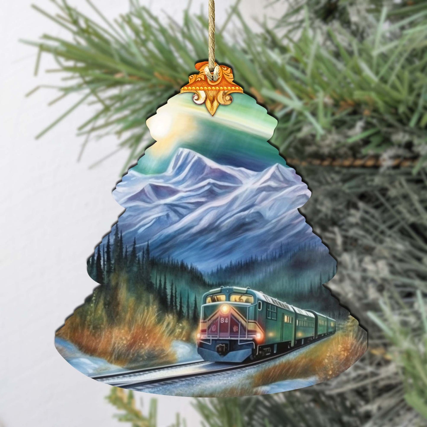 Arctic Aurora Express Tree Wooden Ornaments by G.Debrekht - Wildlife Holiday Decor - 870001